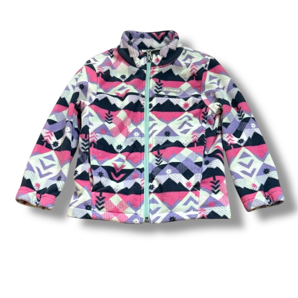 COLUMBIA Fleece‎ Full Zip Jacket Girls Size 3T Aztec Print Outdoor Warm